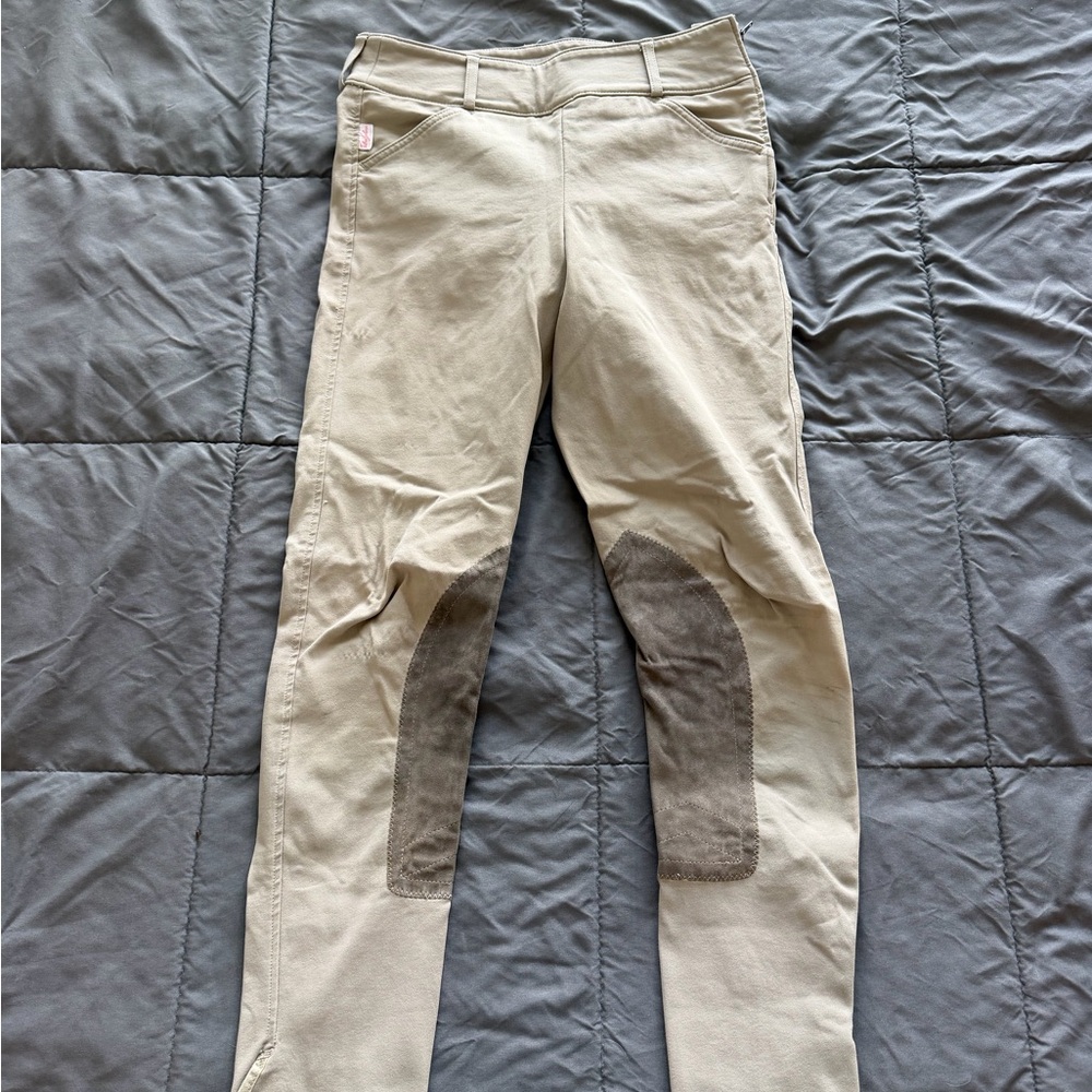The Tailored Sportsman Beige Riding Breeches with Brown Knee Patches